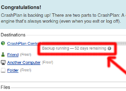 Crashplan ETA for the first backup